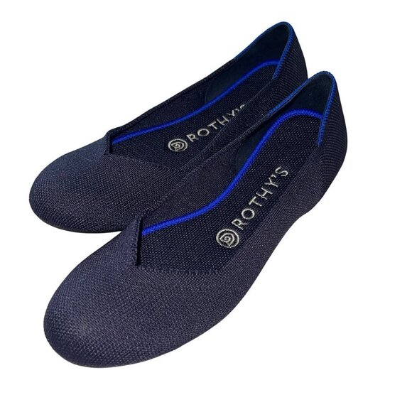 Rothys Womens Flat Size 7.blue Knit Ballet Round Toe Comfort Slip On China
